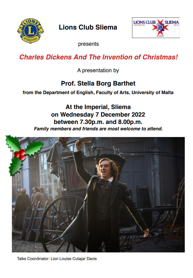 Talk: Charles Dickens And The Invention of Christmas! – Lions Club Sliema